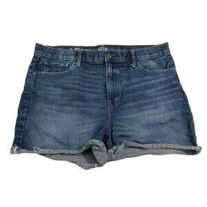 a.n.a. Womens Jean Shorts Size 12 Blue High-Rise Denim Boyfriend Short Dark Wash